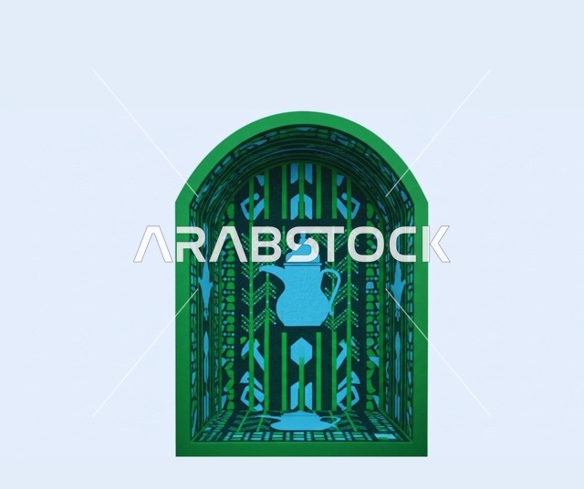 National occasions and holidays, traditional engravings and embroidery, celebrating Saudi National Day on September 23, Flag Day on March 11, the National Day logo to commemorate the 95th anniversary of Saudi Arabia, decorative Gulf Arab shapes, the popular heritage of Sadu decoration with geometric shapes.