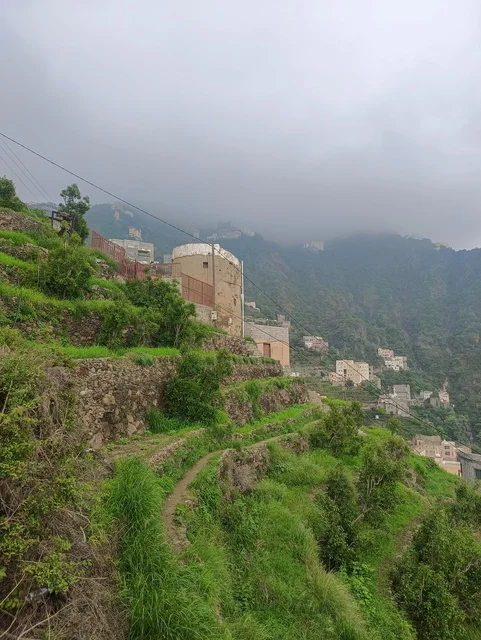 المناظر الطبيعية المتميزة، الطبيعة الساحرة في محافظة فيفاء بمنطقة جازان جنوب المملكة العربية السعودية ، الاماكن السياحية المشهورة، النباتات الخضراء والأشجار على القمم والمرتفعات الجبلية في منطقة جازان