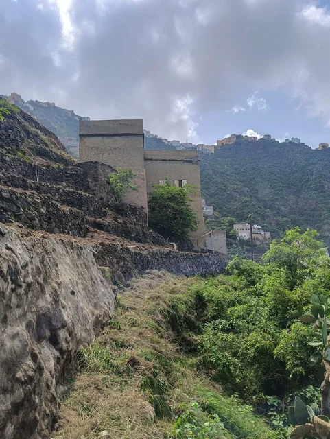 الطبيعة الساحرة في محافظة فيفاء بمنطقة جازان جنوب المملكة العربية السعودية ، الاماكن السياحية المشهورة، النباتات الخضراء والأشجار على القمم والمرتفعات الجبلية في منطقة جازان، المناظر الطبيعية المتميزة