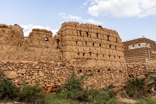 Famous landmarks and tourist attractions, tourism in ancient heritage villages, neighborhoods and traditional mud houses, ancient historical establishments in the village of Al-Batha in the Asir Province of the Kingdom of Saudi Arabia, Saudi civilization, authenticity, and heritage.