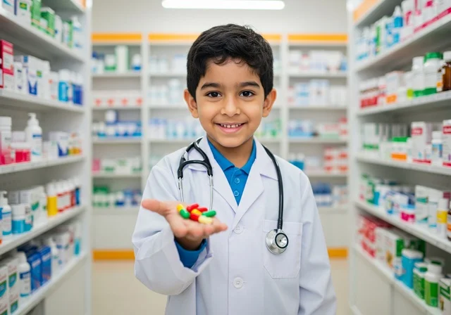 الشغف بالحصول على مهنة الصيدلة منذ الصغر، الطموح في تحقيق الآمال والأمنيات، ولد عربي خليجي سعودي مبتسم يرتدي المئزر الأبيض وسماعة الطبيب يقف داخل صيدلية يحمل بيده أدوية ملونة، مخزون الأدوية والمستلزمات الطبية، تقديم الرعاية الصحية والوصفات الطبية