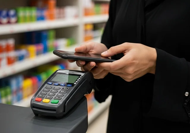 متعة التسوق في سوبر ماركت ، صورة مقربة لإمرأة عربية خليجية سعودية ترتدي العباءة السوداء تقوم بالدفع  بطريقة الكترونية بإستخدام بطاقة الإئتمان البنكية ، دفع حساب المستلزمات المنزلية في مول سعودي ، سهولة الدفع عبر بطاقة الصراف