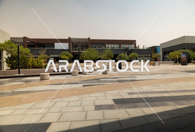 Riyadh Front Project, outdoor seating areas at the Roshan front during the day, a recreational and tourist area in the Kingdom of Saudi Arabia, entertaining family activities and events, entertainment and shopping centers in the city of Riyadh.