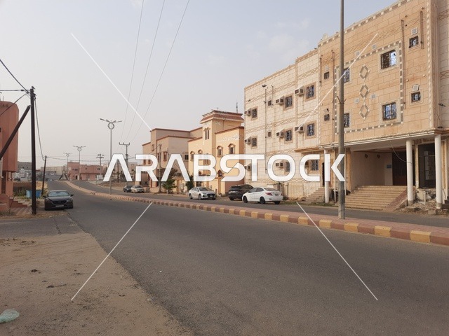 الطرقات الاسفلتية المعبدة في أماكن القمم والمرتفعات الجبلية في وقت النهار، طريق معبد في منطقة الباحة، النباتات الخضراء البرية على حافتي الشارع، أعمدة الإنارة الطرقية، حركة مرور السيارات في الشوارع