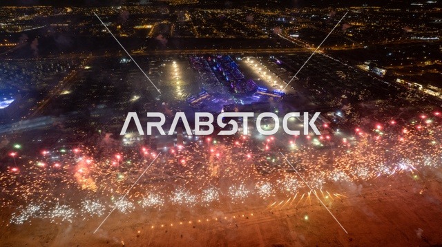 الأنشطة الترفيهية الاحتفالية،فعالية المدل بيست ، المشاركة في المناسبات والأعياد السعيدة في السعودية ،الاستمتاع بمشاهدة الألعاب النارية و المفرقعات