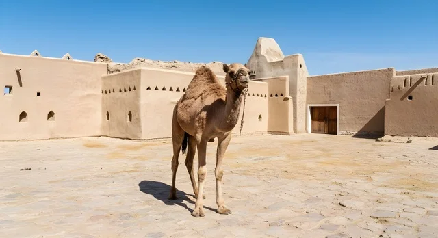 The wooden doors and walls of the Salwa Palace in the Al-Turaif neighborhood of Old Diriyah, the mud architecture and traditional arts, the development project of historical Diriyah in the city of Riyadh.
