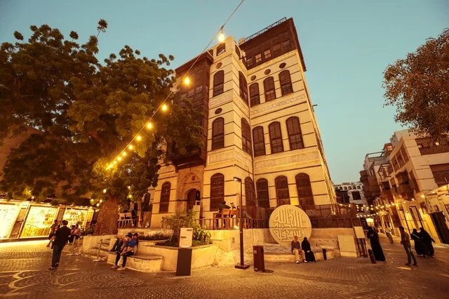 Traditional architecture of old Jeddah town El Balad district ho