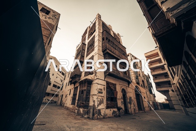 الرواشين القديمه في المدينة التاريخية في جدة، تصميم معماري عربي و إسلامي قديم، البيوت الأثرية في البلد التاريخي في جدة, أماكن سياحية تراثية شعبية في المملكة العربية السعودية، المعالم التاريخية في حي البلد