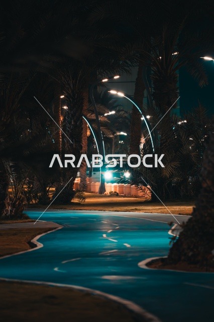 المناظر الطبيعية على كورنيش و شاطئ أملج في مدينة تبوك, صفحة المياه الزرقاء الصافية، شواطئ المملكة العربية السعودية, أماكن السياحة وقضاء الوقت الممتع, معالم سياحية بحرية في الليل