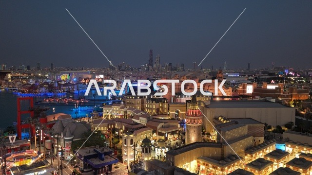 اماكن ترفيهية سياحية في السعودية، بوليفارد وورلد في الرياض بالمملكة العربية السعودية، أنشطة وفعاليات موسم الرياض، إقامة نشاط عائلي مسلي في موسم الرياض في وقت المساء، الملاهي والألعاب الترفيهية في بوليفارد وورلد في مدينة الرياض