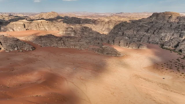 The mountainous environment and highlands in the Kingdom of Saudi Arabia, a picture of Mount Al-Safina in the Neom area of Jeddah, northwest of the Kingdom of Saudi Arabia, stunning landscapes of golden sands, mountains with attractive rock formations in Tabuk, and cultural tourist landmarks in the Kingdom of Saudi Arabia.