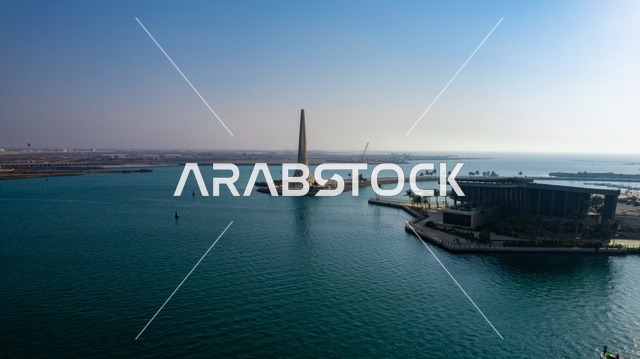 الفن الهندسي المعماري لجامعة الملك عبد الله للعلوم والتقنية، تصوير جوي لجامعة كاوست في مدينة ثول في جدة بالمملكة العربية السعودية، جامعة الملك عبد الله للعلوم والتقنية في ثول, صورة جويه، منارة جامعة الملك عبد الله، دليل لإرشاد السفن و البحارة في الليل.