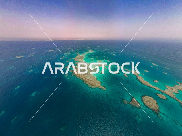 طبيعة تجمع بين الفخامة والهدوء، أنشطة صيفية ترفيهية، التصميم العصري لمنتجعات سندالة ومراسي اليخوت،  جذب واستقطاب السياح من انحاء العالم ، مياه البحر الأحمر الفيروزية تحيط بالجزيرة ذات الشواطئ البيضاء، صورة جوية لجزيرة سندالة في مشروع نيوم شمال غرب السعودية