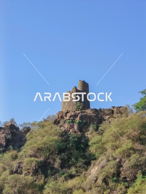 بيوت قديمة على سفح جبال الفيفاء، النباتات الخضراء والاشجار ,جبال الفيفاء في جازان جنوب المملكة العربية السعودية، الاماكن السياحية المشهورة في السعودية, الجبال والمرتفعات الجبلية, خلفية الطبيعة في جازان