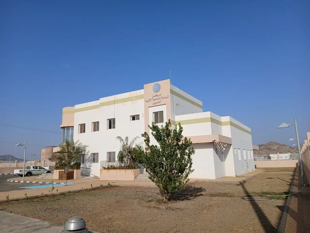 مركز صحى الجرين بمنطقة الباحة ، النمو والتقدم العمراني في المملكة العربية السعودية، مراكز متطورة لتقديم الرعاية الصحية، الفن الهندسي المعماري على الطراز الحديث، الواجهات الزجاجية الضخمة، أشجار النخيل على اطراف الطريق