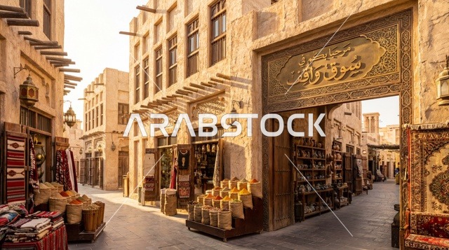 متاجر سوق واقف في الدوحة بدولة قطر ، المحلات التجارية ، صناعات يدوية ، أسواق شعبية ، السياحة في قطر ، محلات سوق واقف السياحي، بازار انتيكا قديم ، تراثيات وشعبيات