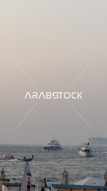The waterfront in Dubai, famous tourist attractions, engineering and architectural art, landscapes in Dubai, ports and harbors.