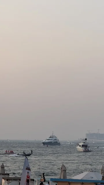 The waterfront in Dubai, famous tourist attractions, engineering and architectural art, landscapes in Dubai, ports and harbors.