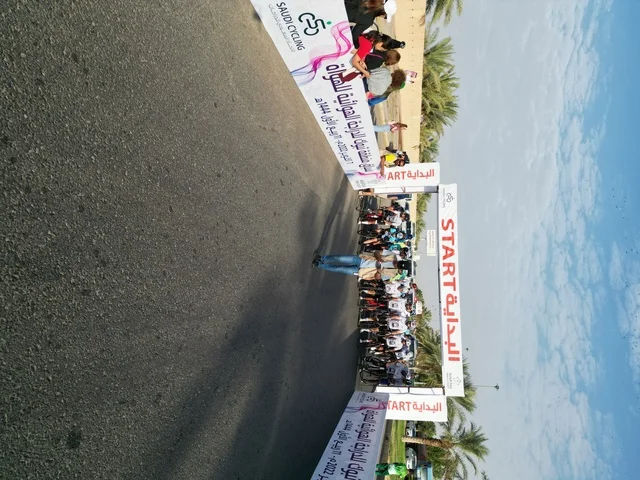 Bicycle events and races, various physical activities, traffic of cars on streets and paved roads, natural landmarks in the city of Tabuk, famous tourist attractions in the Kingdom of Saudi Arabia, maintaining health and physical fitness.