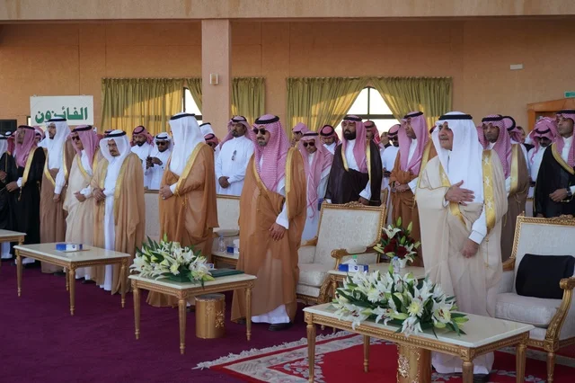 Prince Fahd bin Sultan bin Abdulaziz Al Saud is wearing traditional Saudi attire and a bisht, the Emir of the Tabuk region and his deputy, official Saudi sessions.