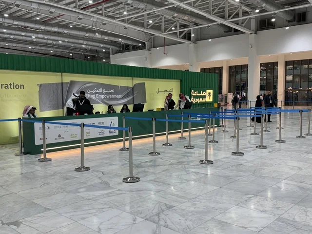 Registration offices for the "Made in Saudi Arabia 2025" exhibition, a prominent industrial event aimed at promoting Saudi national products and services, highlighting the quality and diversity of national industries and their innovations, carries the slogan "We Empower Manufacturing," organized by the Saudi Export Development Authority, 2025 at the Riyadh International Convention and Exhibition Center.