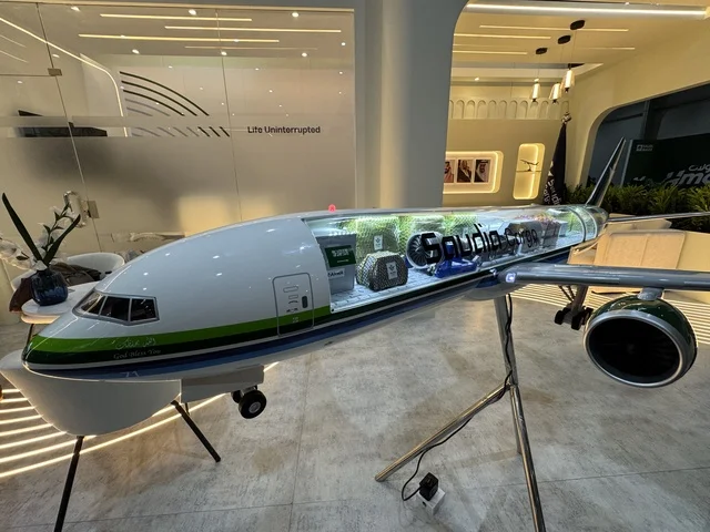 The details of aircraft manufacturing were showcased at the "Made in Saudi Arabia 2025" exhibition, a prominent industrial event aimed at enhancing Saudi national services, highlighting the quality and diversity of national industries and their innovations. The exhibition carries the slogan "We Empower Manufacturing," organized by the Saudi Export Development Authority, 2025 at the Riyadh Exhibition Center.