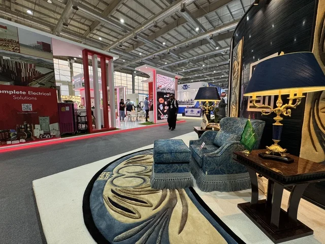 Furniture and home furnishings at the "Made in Saudi Arabia 2025" exhibition, a prominent industrial event aimed at enhancing Saudi national services, showcasing the quality and diversity of national industries and their innovations. The exhibition carries the slogan "We Empower Manufacturing," organized by the Saudi Export Development Authority, 2025 at the Riyadh Exhibition Center.