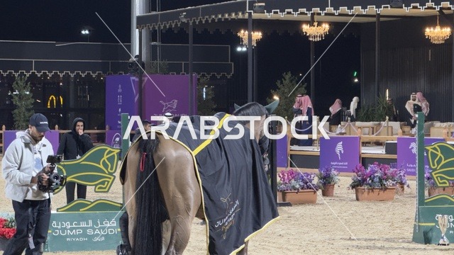 Horse riding skills on Volunteer Day, activities of the Festival of Wonder Hills in the city of Jubail Industrial in the Eastern Province, an occasion to thank volunteers for their efforts and to raise awareness of their contributions to the community, Kingdom of Saudi Arabia, Global Volunteer Day 2025 at the King Abdulaziz Center for World Culture (Ithra), increasing public awareness of the importance of volunteer work in social development.