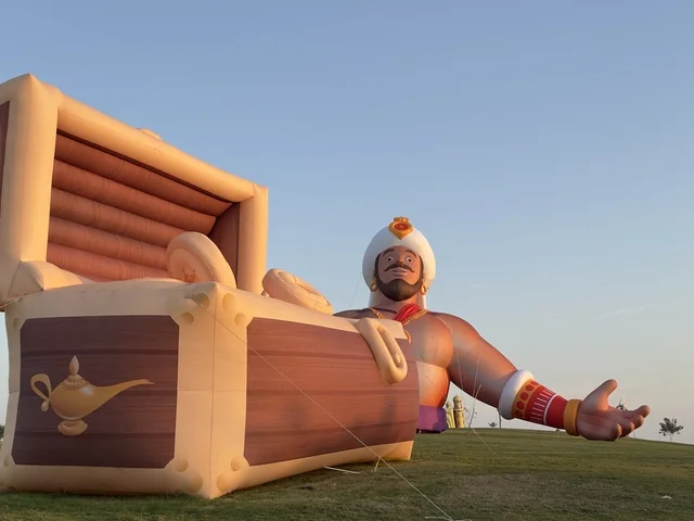 The illuminated sculptures at the 2025 Tlal Al-Ajaib Festival in Jubail Industrial City in the Eastern Province, a tourist destination for families and visitors, feature innovative interactive light shows for families and visitors, as well as various entertainment and educational activities.