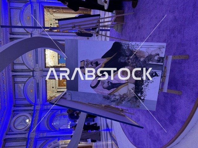 لوحة فنية بتقنية الرصاص والفحم لخادم الحرمين الشريفين الملك سلمان بن عبدالعزيز وولي عهده، ملتقى ريادة الأعمال وأنماط العمل الحديث (DeveGo 2025) في مركز الملك عبدالعزيز الدولي للمؤتمرات بمدينة الرياض، الفترة من 21 وحتى 23 من ديسمبر 2025 ، مستقبل العمل الحر والتقنيات الحديثة في المملكة العربية السعودية