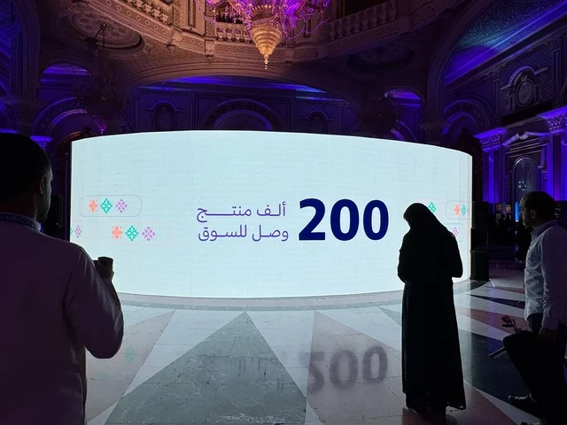 شاشة عرض LED تعرض الاحصائيات والانجازات ، ملتقى ريادة الأعمال وأنماط العمل الحديث (DeveGo 2025) في مركز الملك عبدالعزيز الدولي للمؤتمرات بمدينة الرياض، الفترة من 21 وحتى 23 من ديسمبر 2025 ، مستقبل العمل الحر والتقنيات الحديثة في المملكة العربية السعودية