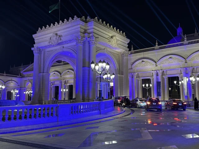 The entrance of the King Abdulaziz International Conference Center in Riyadh, the Entrepreneurship and Modern Work Styles Forum (DeveGo 2025), from December 21 to 23, 2025, brings together entrepreneurs, experts, and visitors, focusing on the future of freelance work and modern technologies.