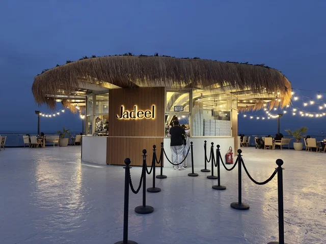 A marine tourism and entertainment destination, Bahar Takiya in the Eastern Province of Dammam on December 24, 2025, Saudi Arabia, with restaurants and cafes overlooking the coast, various entertainment shows and activities, and a unique family atmosphere.