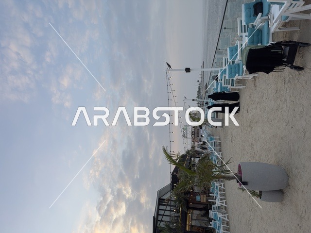 The coastal waterfront of Bahar Takiya in the Eastern Province of Dammam on December 24, 2025, Saudi Arabia, features various entertainment shows and activities, a marine tourism and entertainment destination, a unique family atmosphere, and upscale restaurants and cafes.