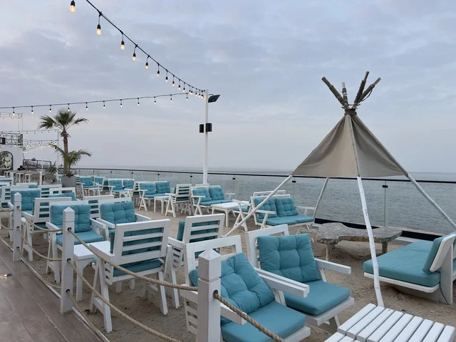 Various recreational activities, upscale coastal atmosphere at Bahar Takiya in the Eastern Province of Dammam on December 24, 2025, Kingdom of Saudi Arabia, a marine tourism and entertainment destination, upscale restaurants and cafes.