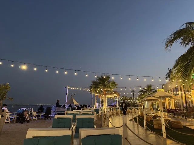 A tourist and marine entertainment destination, various recreational activities, upscale coastal atmosphere at Bahar Takiya in the Eastern Province of Dammam on December 24, 2025, Kingdom of Saudi Arabia, diverse restaurants and cafes.