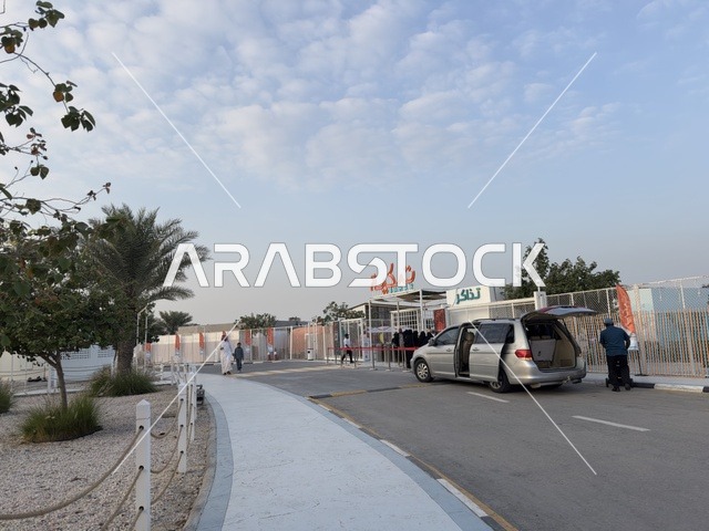 Entrance to the Bahar Takiya in the Eastern Province of Dammam on December 24, 2025, Kingdom of Saudi Arabia, fun recreational activities, an exceptional experience on the shores, a marine tourist destination, diverse restaurants and cafes.