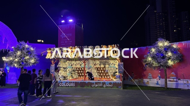 لعبة تحدي الالوان في ونتر وندرلاند جدة في حي الشاطئ بالقرب من الكورنيش على طريق الملك عبدالعزيز، فعالية موسم جدة 2025 ،  مهرجان هايد بارك الشتوي من 14 نوفمبر 2025 إلى 1 يناير 2026، وجهة ترفيهية شتوية كبرى