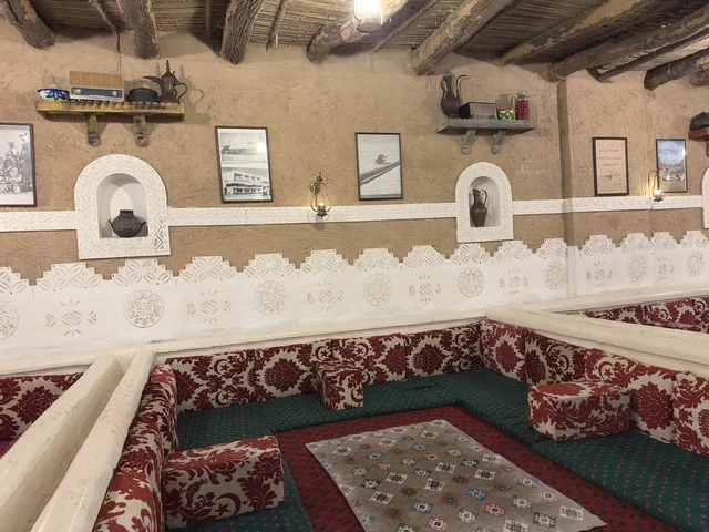 Interior design that reflects Arab heritage, this type of place is called "Majlis." The village is designed to reflect the traditional architecture of the region, a rural or historical environment. The popular heritage village is a prominent museum and restaurant located on the Corniche of Dammam in the Kingdom of Saudi Arabia.