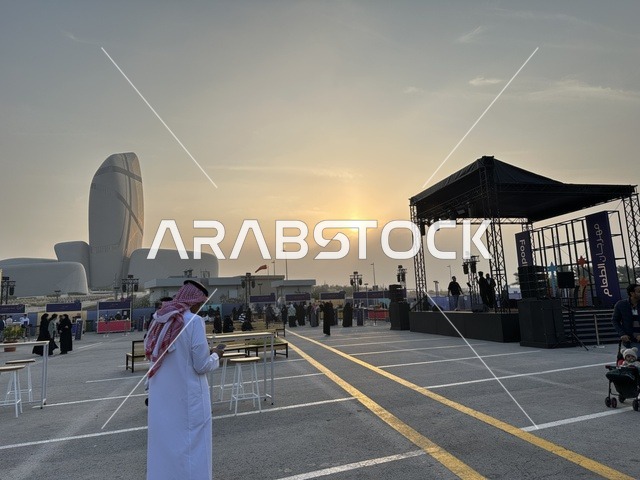 A food festival in the outdoor gardens of Ithra in Dhahran, Eastern Province, Saudi Arabia, on December 28, 2025. Family-friendly and entertaining atmosphere, famous restaurants and live cooking shows, an entertaining and educational experience, diverse global flavors, enjoyable outdoor seating.