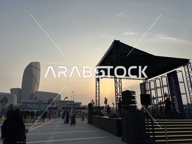 A food festival in the outdoor gardens of Ithra in Dhahran, Eastern Province, Saudi Arabia, on December 28, 2025. Family-friendly and entertaining atmosphere, famous restaurants and live cooking shows, an entertaining and educational experience, diverse global flavors, enjoyable outdoor seating.