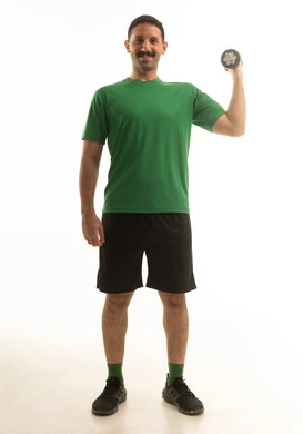 Saudi Man Fitness Dumbbell Workout Studio Portrait