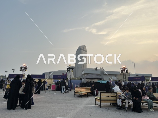 A food festival in the outdoor gardens of Ithra in Dhahran, Eastern Province, Saudi Arabia, on December 28, 2025. Family-friendly and entertaining atmosphere, a recreational and educational experience, international and local restaurants, diverse global flavors, enjoyable outdoor seating.