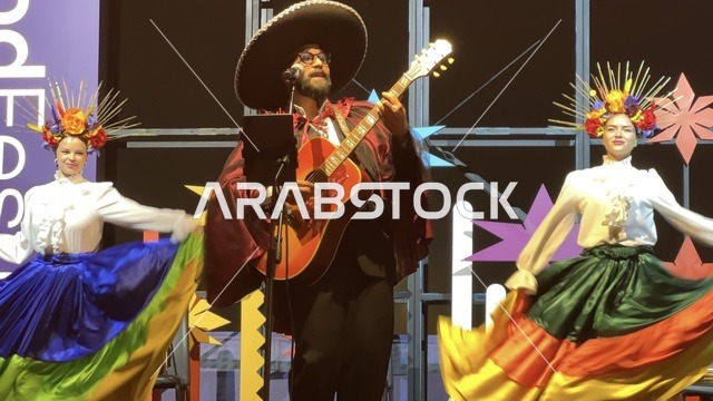 عرض موسيقي و رقصة فلكلورية  فى مهرجان للطعام فى حدائق إثراء الخارجية بالظهران، الشرقية ، المملكة العربية السعودية، يوم 28 من ديسمبر 2025 ،أجواء عائلية وترفيهية، تجربة ترفيهية وتعليمية، مطاعم دولية ومحلية ، جلسات خارجية ممتعه