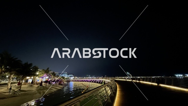 ممشى ساحلي بإطلالات مفتوحة على البحر الأحمر، واجهة أبحر على كورنيش جدة الشمالي بمدينة جدة، المملكة العربية السعودية، وجهة سياحية وترفيهية بحرية،  أنشطة ترفيهية متنوعة ، مطاعم ومقاهي مطلة على الواجهة البحرية ، أجواء عائلية هادئة ومميزة