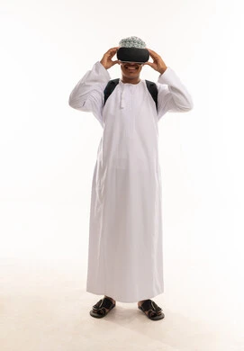 Omani Man Using Virtual Reality VR Headset