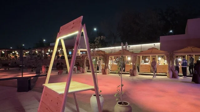 Diverse kiosks and restaurants, entertainment activities and family experiences, winter bazaar in Riyadh, Saudi Arabia, on December 12, 2025, a unique winter shopping experience, local and creative products, various products and crafts, warm winter atmosphere.