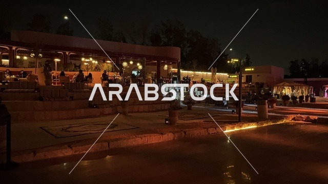 Diverse kiosks and restaurants, entertainment activities and family experiences, winter bazaar in Riyadh, Saudi Arabia, on December 12, 2025, a unique winter shopping experience, local and creative products, various products and crafts, warm winter atmosphere.