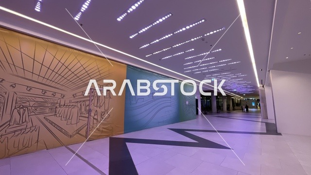 Wall decor in a shopping center in Al Asala district, north of Jeddah, Saudi Arabia, September 2025. A complete shopping and entertainment experience for families, featuring a modern design and international and local brands.