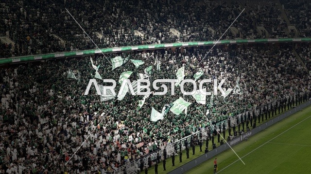 The excitement of the fans and supporters, the victory of Al-Ahli team, the match between Al-Ahli and Al-Nasr on January 2, 2026, in the Roshan Saudi League, at King Abdullah Sports City (the Jewel) in Jeddah.